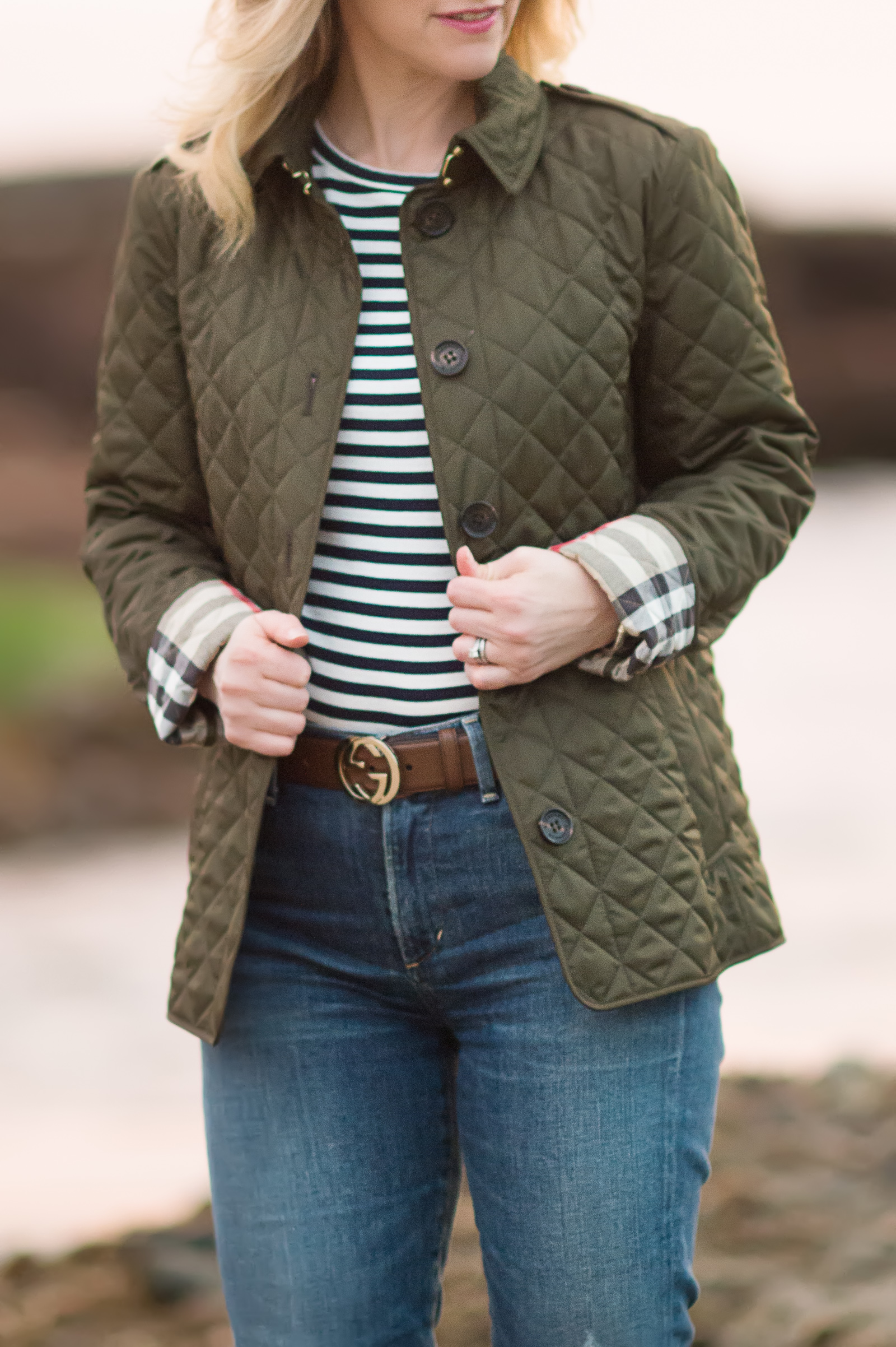 burberry quilted jacket with belt